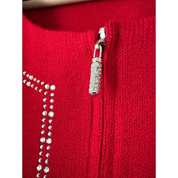 St. John Evening Jacket and Shell top Red jeweled crystals Medium 8 Set Sparkle - Picture 3 of 8